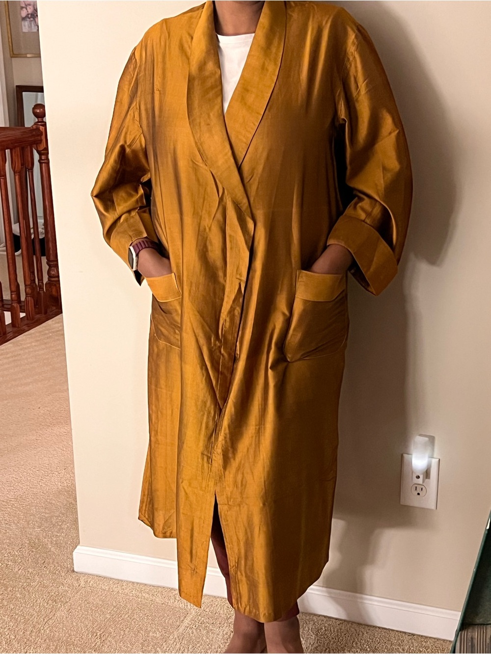 Silky Mustard Gold Duster Robe